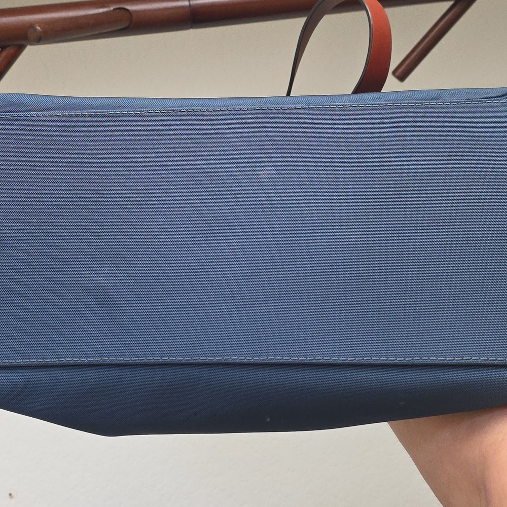 Dooney & Bourke Nylon Navy Tote Bag with Brown Leather - Picture 4 of 9